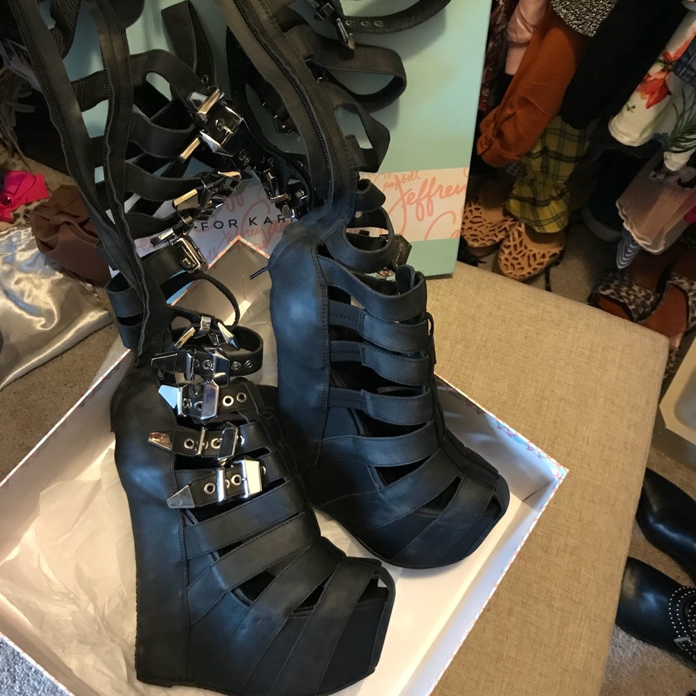 Jeffrey Campbell’s over the knees size 8